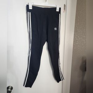 Adidas Women's Black Leggings with White Stripes Size M